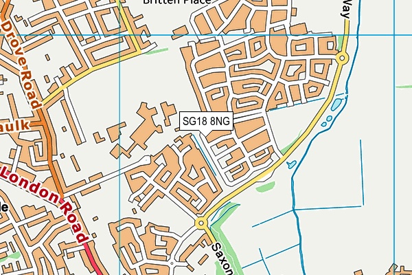 SG18 8NG map - OS VectorMap District (Ordnance Survey)