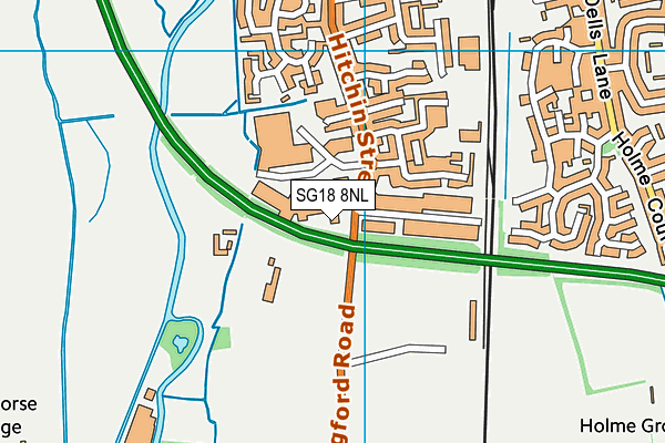 SG18 8NL map - OS VectorMap District (Ordnance Survey)
