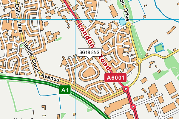 SG18 8NS map - OS VectorMap District (Ordnance Survey)