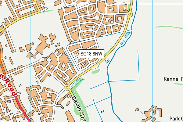 SG18 8NW map - OS VectorMap District (Ordnance Survey)