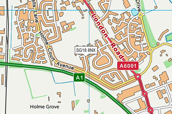 SG18 8NX map - OS VectorMap District (Ordnance Survey)