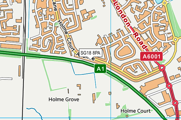 SG18 8PA map - OS VectorMap District (Ordnance Survey)