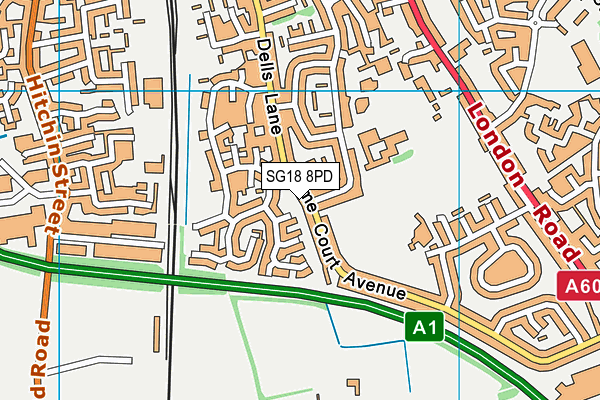 SG18 8PD map - OS VectorMap District (Ordnance Survey)