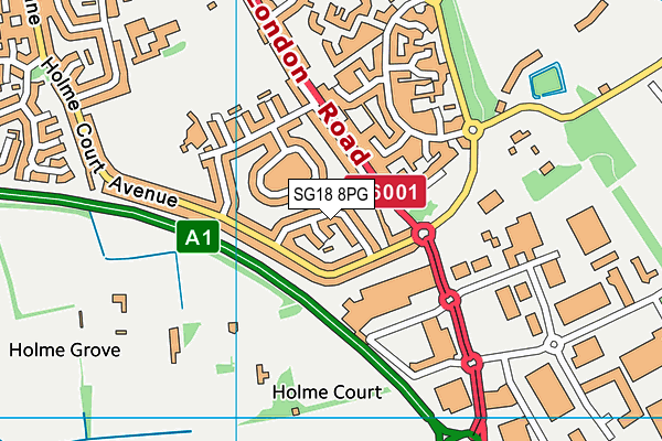 SG18 8PG map - OS VectorMap District (Ordnance Survey)