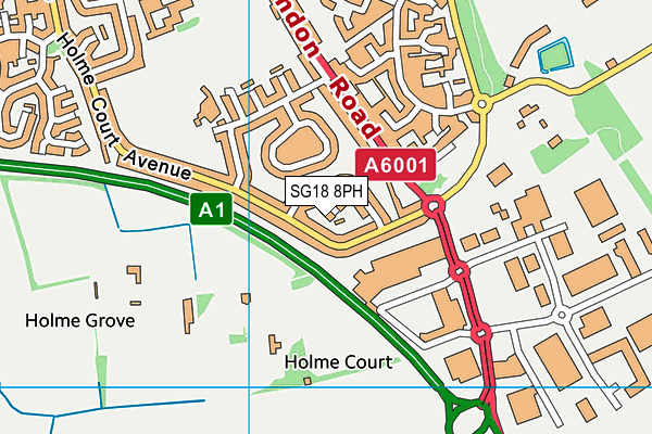 SG18 8PH map - OS VectorMap District (Ordnance Survey)