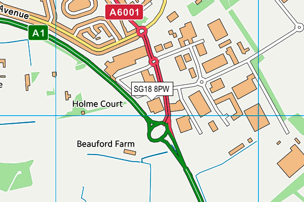 SG18 8PW map - OS VectorMap District (Ordnance Survey)