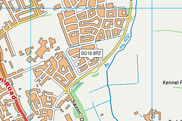 SG18 8PZ map - OS VectorMap District (Ordnance Survey)