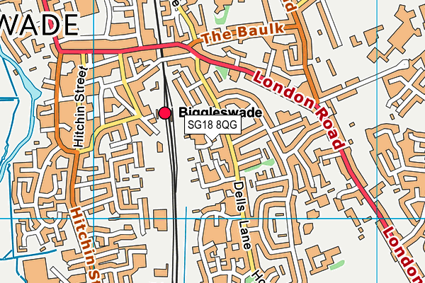 SG18 8QG map - OS VectorMap District (Ordnance Survey)