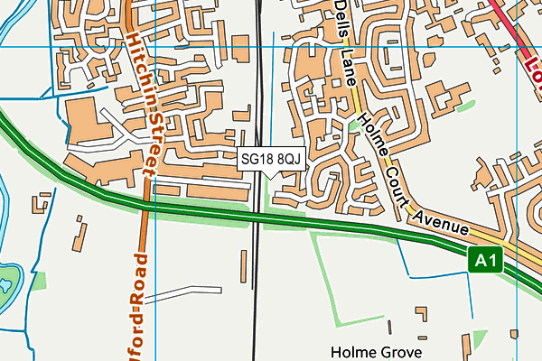 SG18 8QJ map - OS VectorMap District (Ordnance Survey)