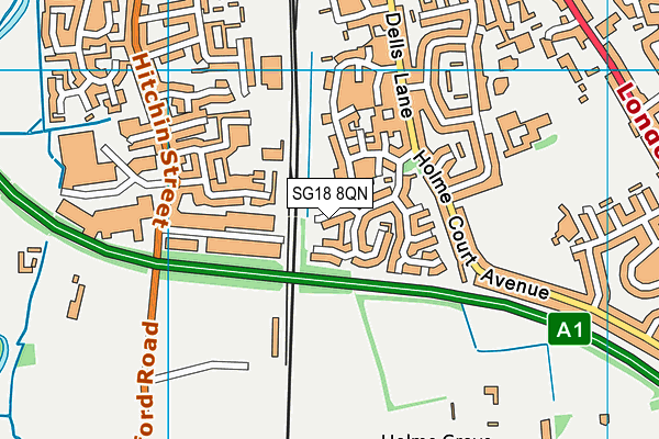 SG18 8QN map - OS VectorMap District (Ordnance Survey)
