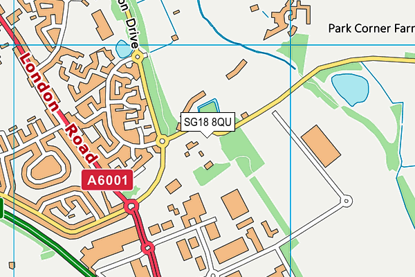 SG18 8QU map - OS VectorMap District (Ordnance Survey)