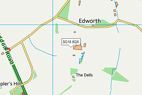 SG18 8QX map - OS VectorMap District (Ordnance Survey)