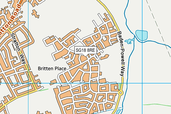 SG18 8RE map - OS VectorMap District (Ordnance Survey)