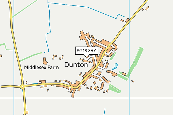 Dunton Recreation Ground map (SG18 8RY) - OS VectorMap District (Ordnance Survey)