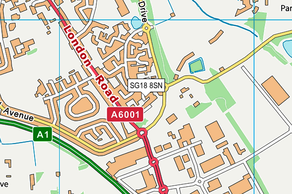 SG18 8SN map - OS VectorMap District (Ordnance Survey)