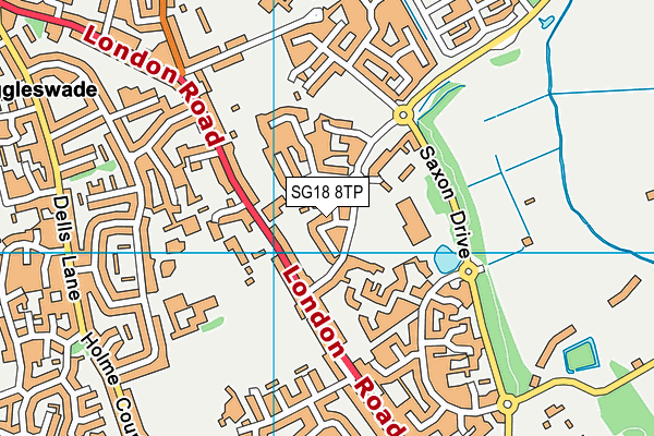 SG18 8TP map - OS VectorMap District (Ordnance Survey)