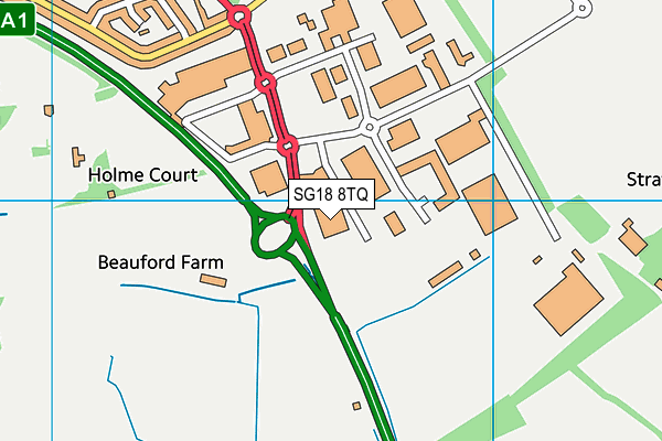 SG18 8TQ map - OS VectorMap District (Ordnance Survey)