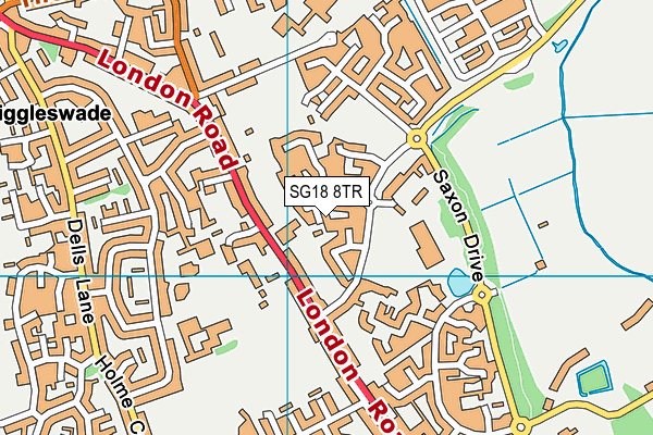 SG18 8TR map - OS VectorMap District (Ordnance Survey)