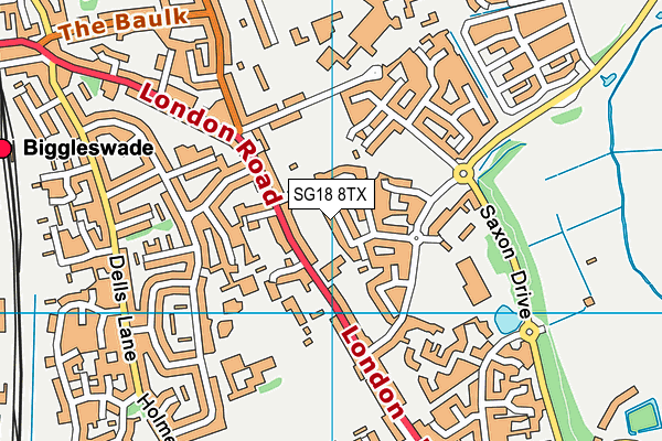 SG18 8TX map - OS VectorMap District (Ordnance Survey)