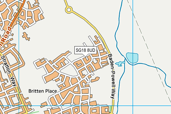 SG18 8UD map - OS VectorMap District (Ordnance Survey)