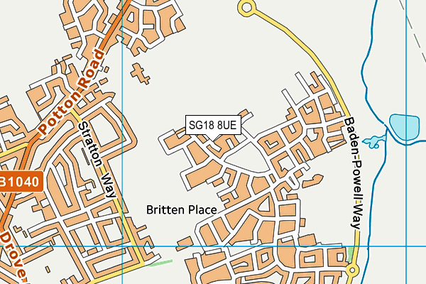 SG18 8UE map - OS VectorMap District (Ordnance Survey)