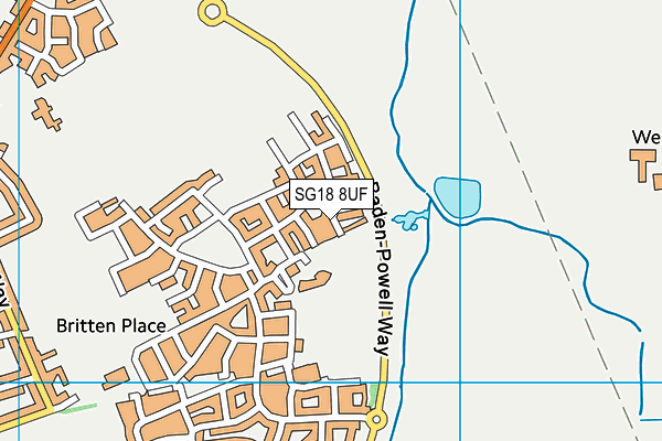 SG18 8UF map - OS VectorMap District (Ordnance Survey)