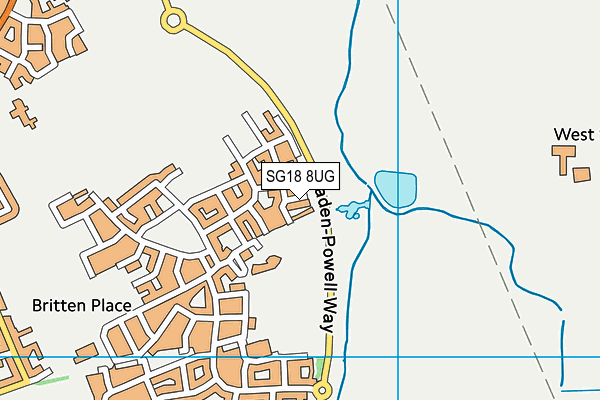 SG18 8UG map - OS VectorMap District (Ordnance Survey)