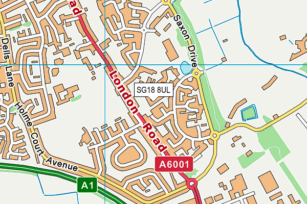 SG18 8UL map - OS VectorMap District (Ordnance Survey)