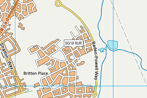 SG18 8UR map - OS VectorMap District (Ordnance Survey)