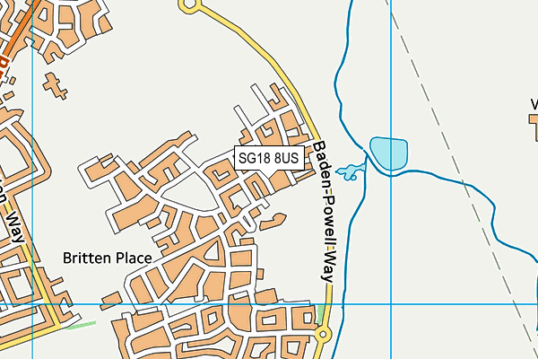 SG18 8US map - OS VectorMap District (Ordnance Survey)