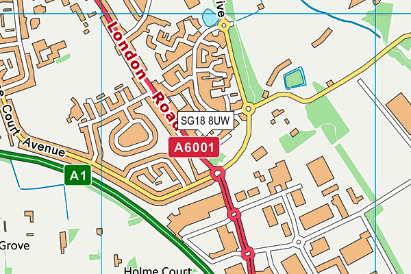 SG18 8UW map - OS VectorMap District (Ordnance Survey)