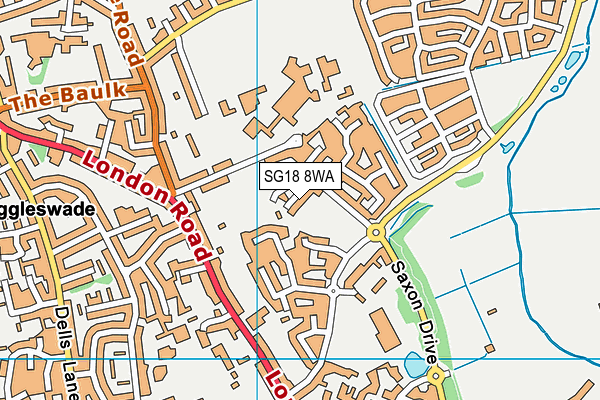 SG18 8WA map - OS VectorMap District (Ordnance Survey)