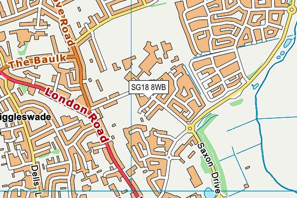 SG18 8WB map - OS VectorMap District (Ordnance Survey)