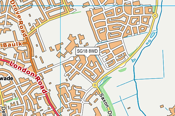 SG18 8WD map - OS VectorMap District (Ordnance Survey)