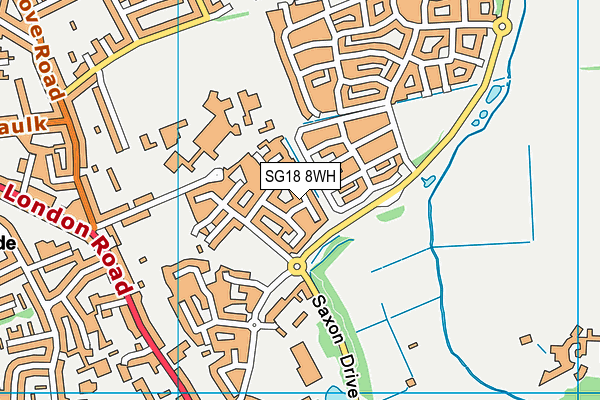 SG18 8WH map - OS VectorMap District (Ordnance Survey)