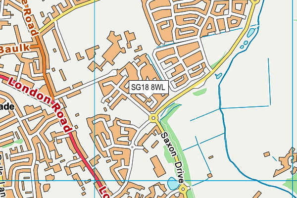 SG18 8WL map - OS VectorMap District (Ordnance Survey)