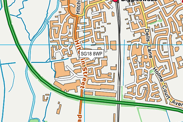 SG18 8WP map - OS VectorMap District (Ordnance Survey)