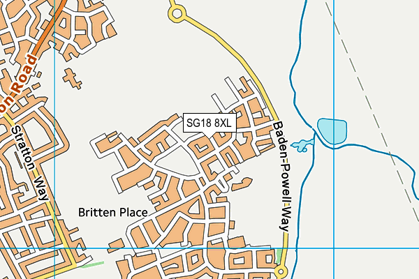 SG18 8XL map - OS VectorMap District (Ordnance Survey)