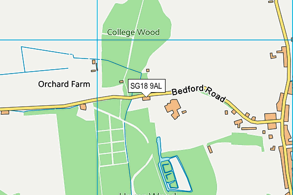 SG18 9AL map - OS VectorMap District (Ordnance Survey)