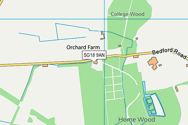 SG18 9AN map - OS VectorMap District (Ordnance Survey)