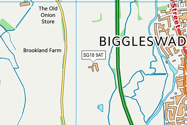 SG18 9AT map - OS VectorMap District (Ordnance Survey)