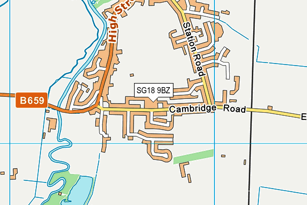 SG18 9BZ map - OS VectorMap District (Ordnance Survey)