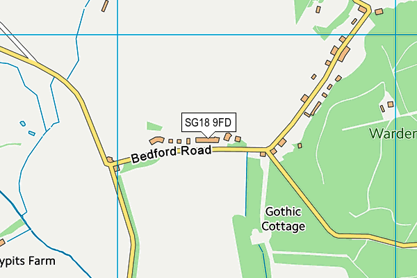 SG18 9FD map - OS VectorMap District (Ordnance Survey)