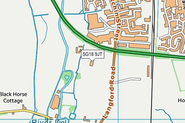 SG18 9JT map - OS VectorMap District (Ordnance Survey)