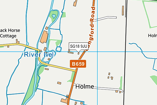 SG18 9JU map - OS VectorMap District (Ordnance Survey)