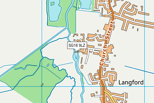 SG18 9LZ map - OS VectorMap District (Ordnance Survey)