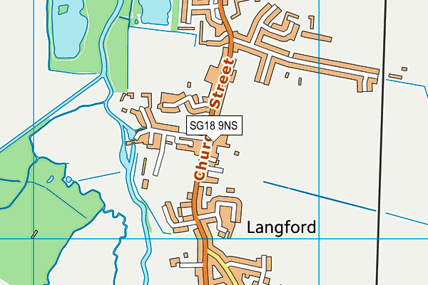 SG18 9NS map - OS VectorMap District (Ordnance Survey)