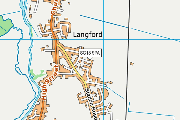 SG18 9PA map - OS VectorMap District (Ordnance Survey)