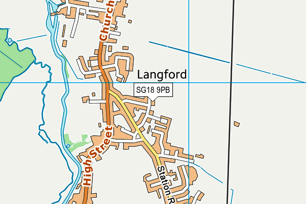 SG18 9PB map - OS VectorMap District (Ordnance Survey)