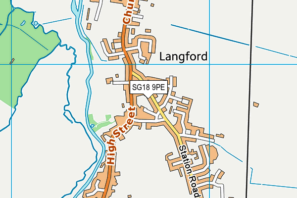 SG18 9PE map - OS VectorMap District (Ordnance Survey)